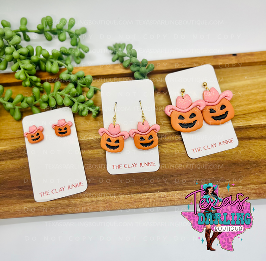 Cowboy Jack-o’-Lantern Earrings