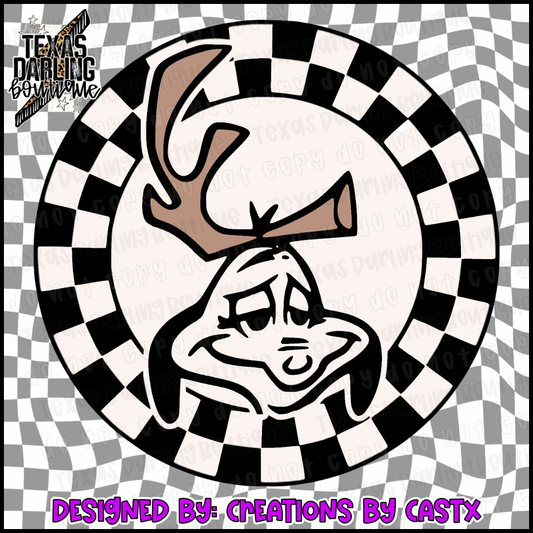 Checkered Reindeer Dog Round