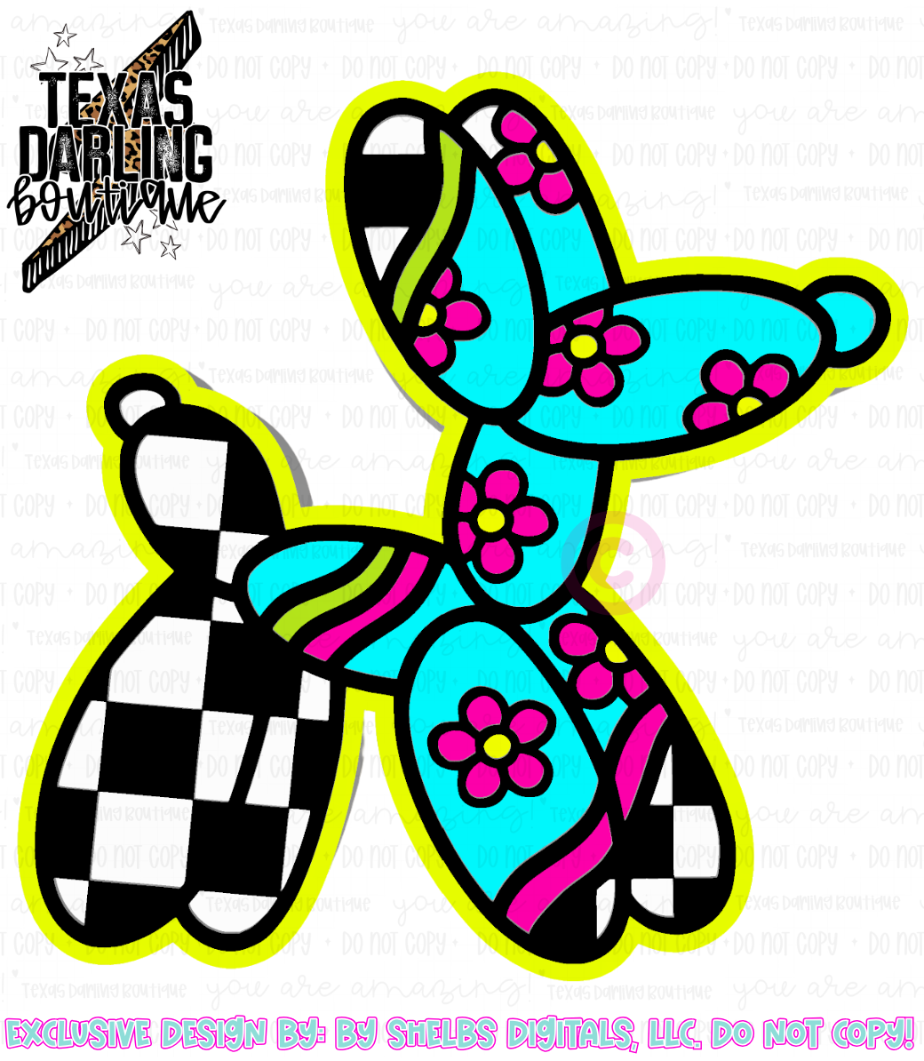 Groovy Checkered Balloon Dog
