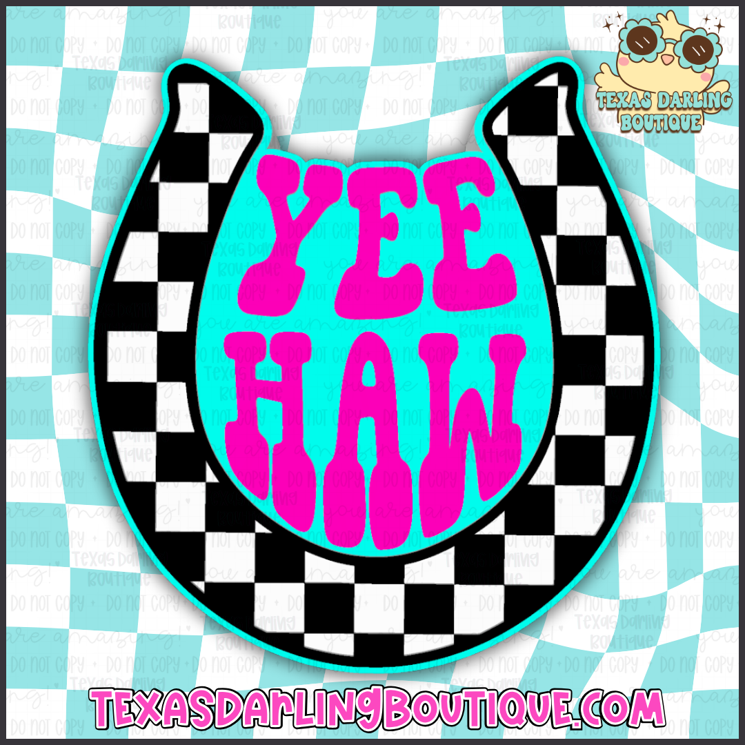 Checkered YeeHaw Horseshoe