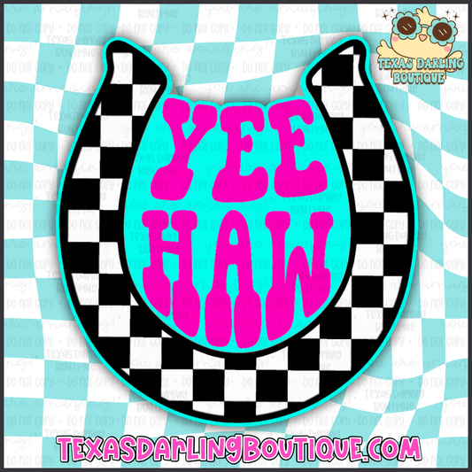 Checkered YeeHaw Horseshoe