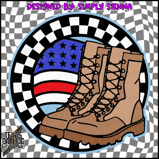 Checkered Combat Boots Round