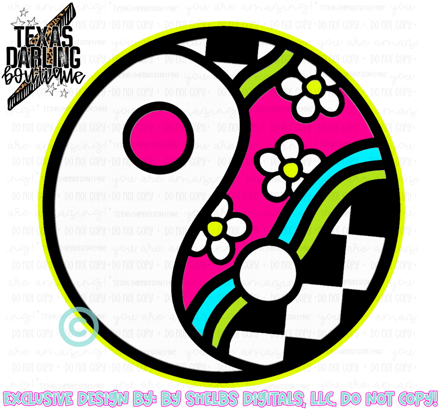 Groovy Checkered Ying Yang