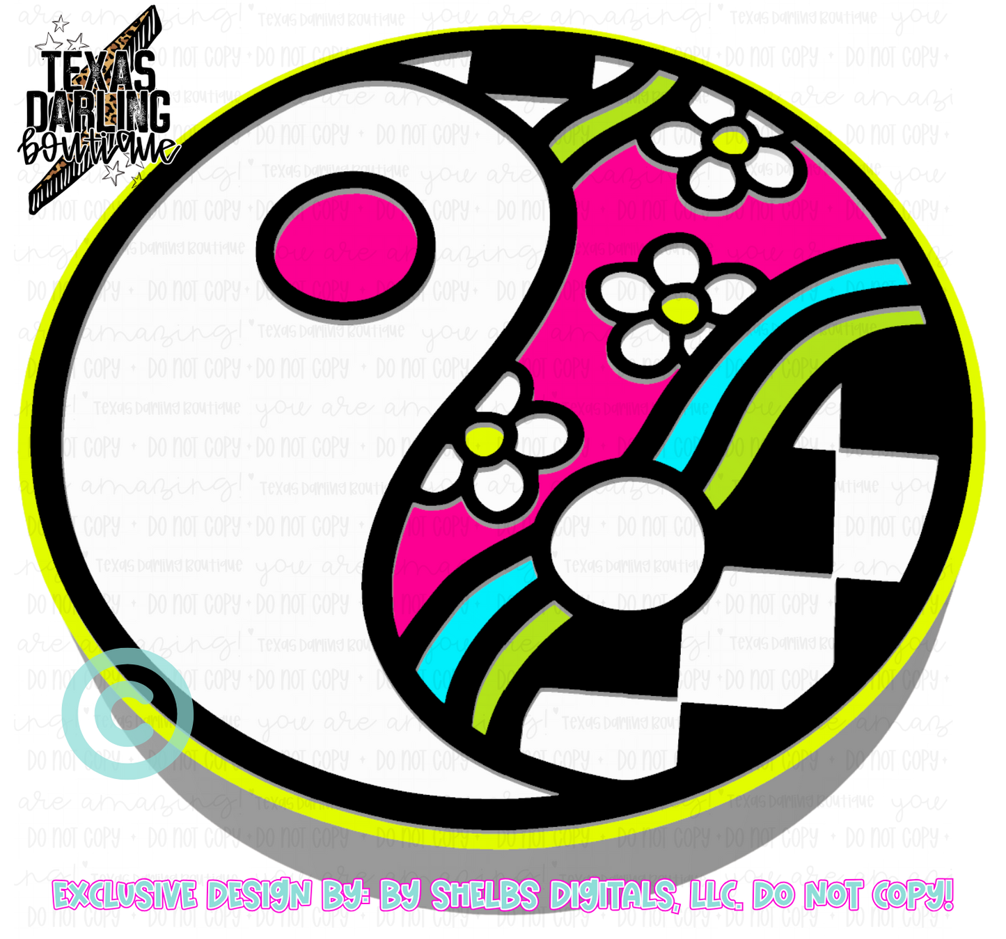 Groovy Checkered Ying Yang