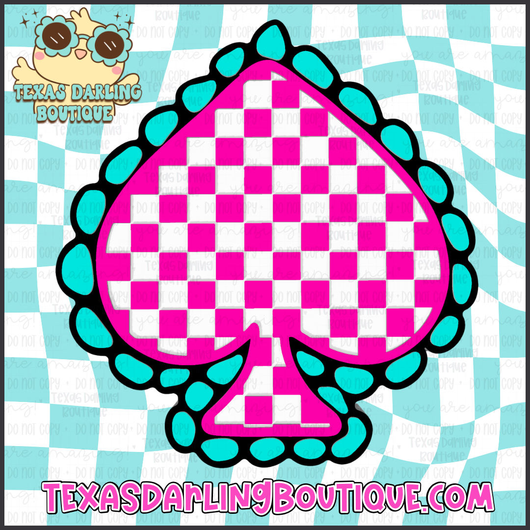 Checkered Turquoise Spade