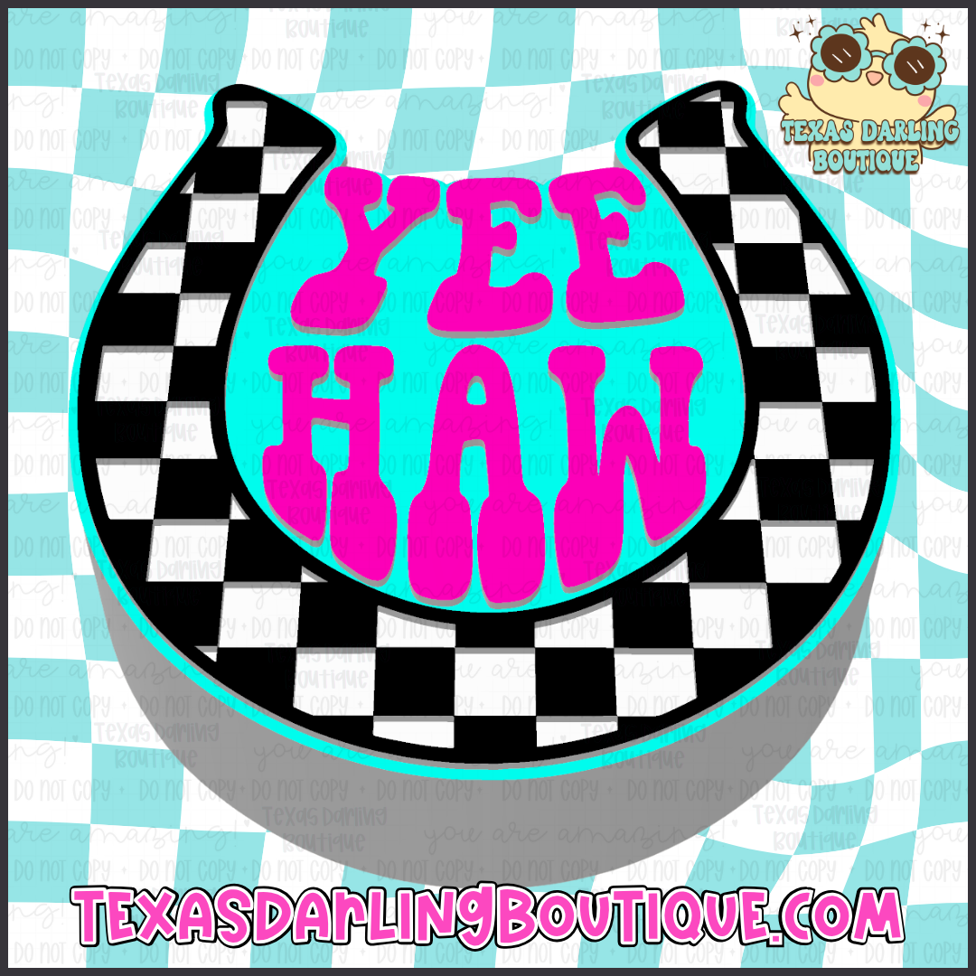 Checkered YeeHaw Horseshoe