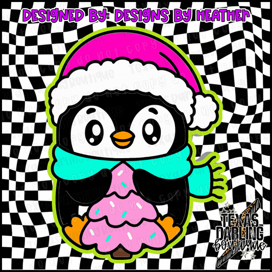 Winter Penguin with Tree