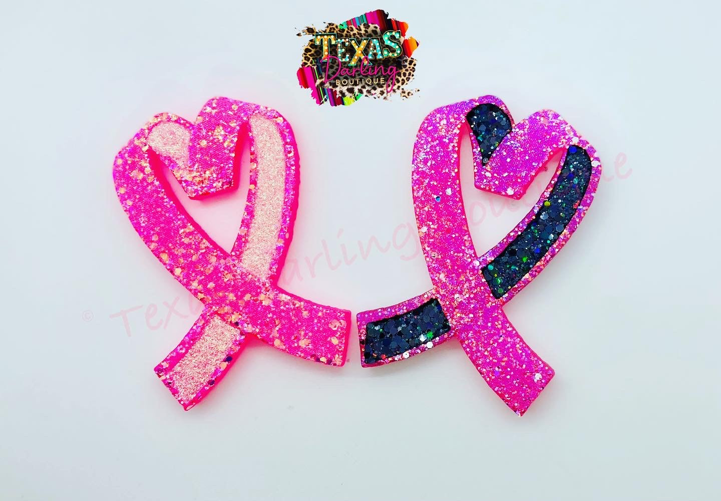 Pink Glitter Ribbon, Breast Cancer Awareness Ribbon