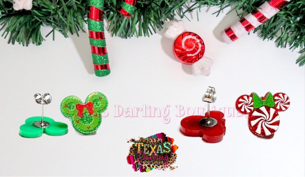 Christmas Mouse Stud Earrings