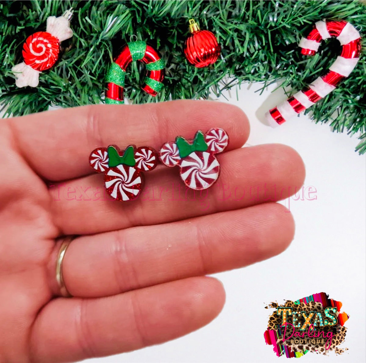 Christmas Mouse Stud Earrings