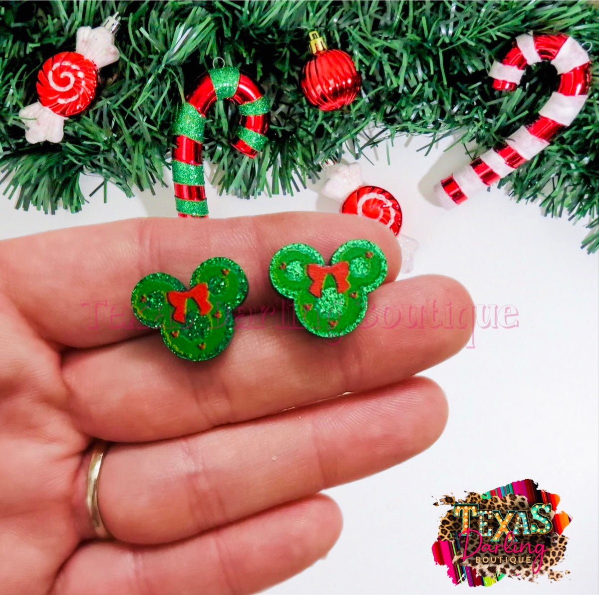 Christmas Mouse Stud Earrings