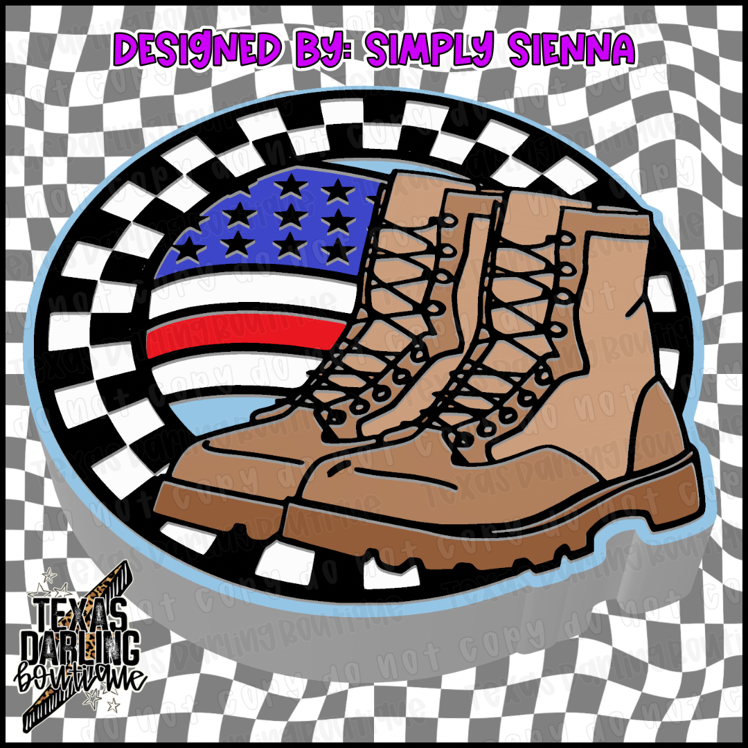 Checkered Combat Boots Round