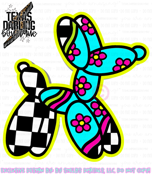 Groovy Checkered Balloon Dog