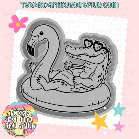 Croc with Flamingo Floatie