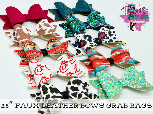 Faux Leather Bow Grab Bags