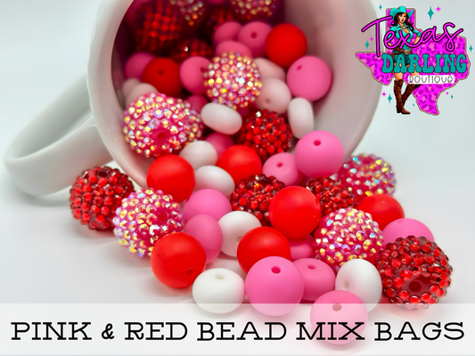 Pink & Red Bead Mix Bags
