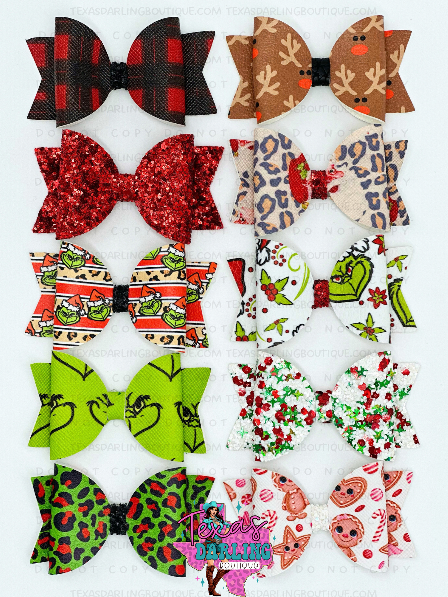 Christmas Faux Leather Bow Grab Bags