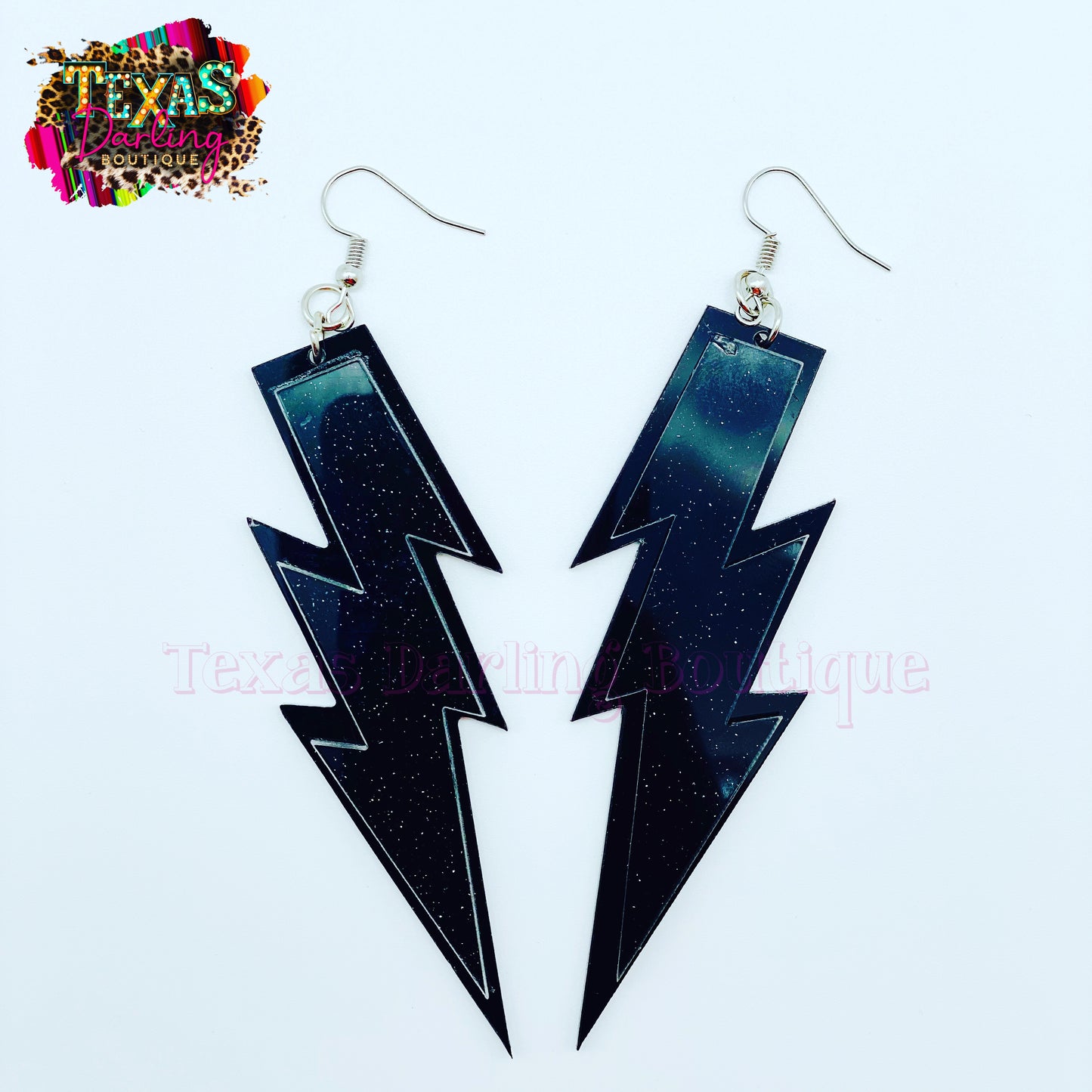 Glitter Lightning Bolt Earrings